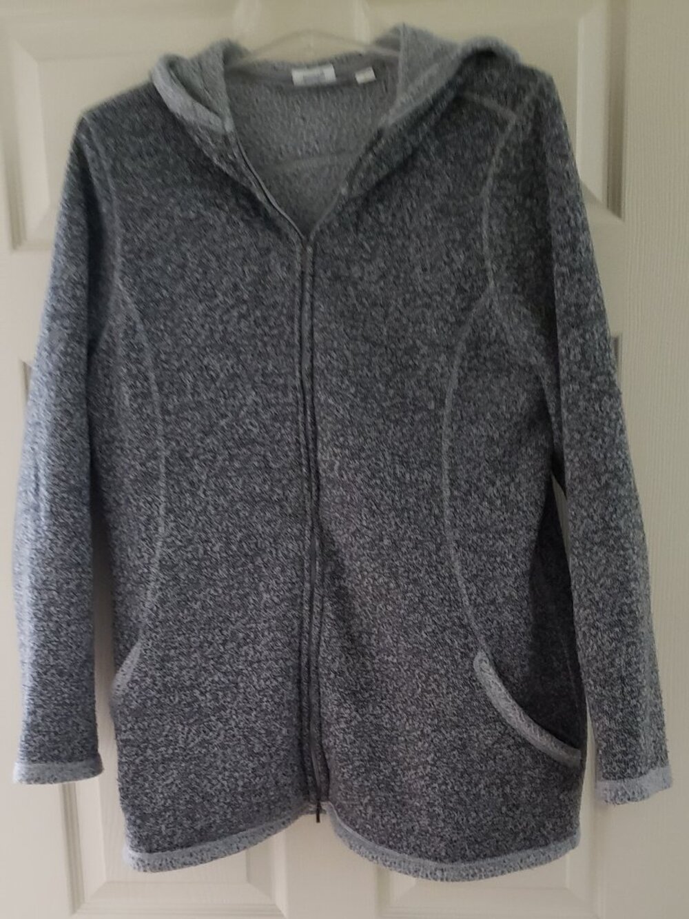 J Jill Pure Jill Gray Front Zip Hooded Sweater Jacket